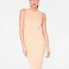 Dresses HeyYou Basic Sand Ribbed Crew Neck Midi Dress 2 Dresses HeyYou Basic Sand Ribbed Crew Neck Midi Dress