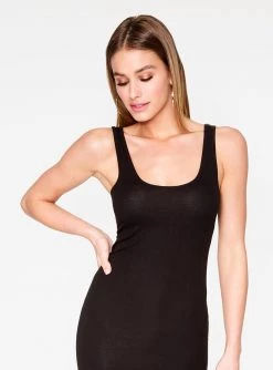 Dresses HeyYou Basic Black Ribbed Tank Dress