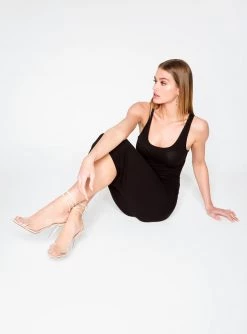 Dresses HeyYou Basic Black Ribbed Tank Dress