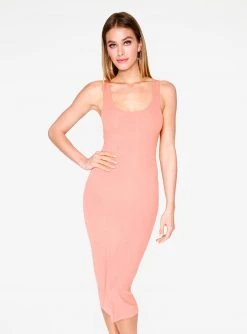 HeyYou Basic Dusty Rose Ribbed Tank Dress