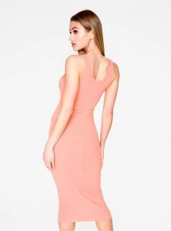 HeyYou Basic Dusty Rose Ribbed Tank Dress