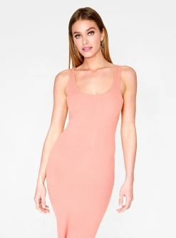 HeyYou Basic Dusty Rose Ribbed Tank Dress