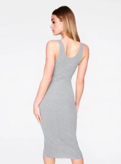 HeyYou Basic Heather Grey Ribbed Tank Dress