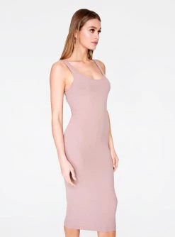 HeyYou Basic Taupe Ribbed Tank Dress
