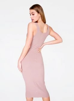 HeyYou Basic Taupe Ribbed Tank Dress
