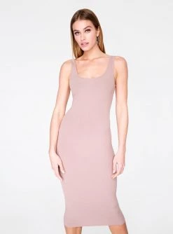 HeyYou Basic Taupe Ribbed Tank Dress