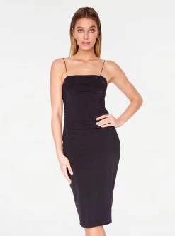 Dresses HeyYou Basic Black Midi Bodycon Dress