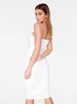 Dresses HeyYou Basic Off White Midi Bodycon Dress