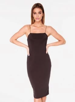 HeyYou Basic Mocha Midi Bodycon Dress Dresses
