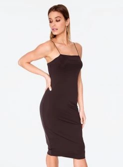 HeyYou Basic Mocha Midi Bodycon Dress Dresses