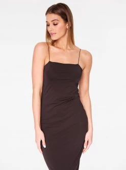 HeyYou Basic Mocha Midi Bodycon Dress Dresses