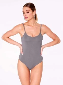 Bodysuits HeyYou Basic Grey Strappy Bodysuit