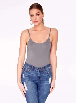 Bodysuits HeyYou Basic Grey Strappy Bodysuit