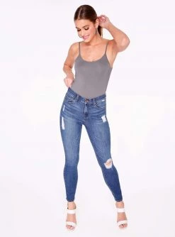 Bodysuits HeyYou Basic Grey Strappy Bodysuit
