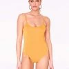 HeyYou Basic Mustard Strappy Bodysuit