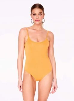 HeyYou Basic Mustard Strappy Bodysuit