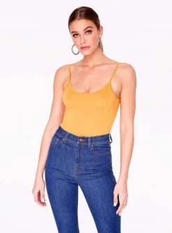 HeyYou Basic Mustard Strappy Bodysuit