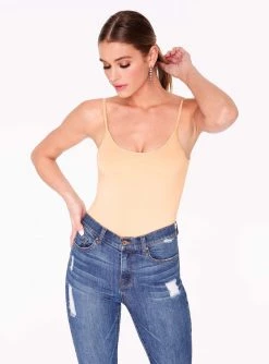 HeyYou Basic Sand Strappy Bodysuit Bodysuits