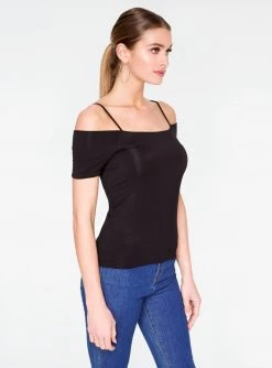 HeyYou Basic Black Off The Shoulder Top Tank Tops