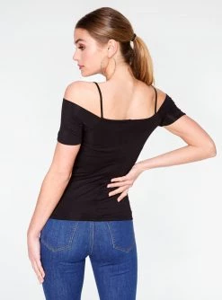 HeyYou Basic Black Off The Shoulder Top Tank Tops