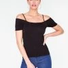 HeyYou Basic Black Off The Shoulder Top Tank Tops