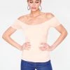 HeyYou Basic Blush Off The Shoulder Top Tank Tops