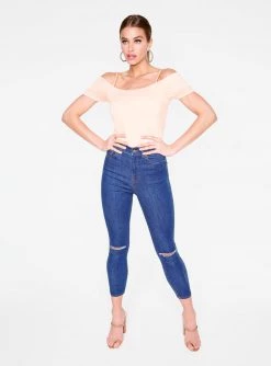 HeyYou Basic Blush Off The Shoulder Top Tank Tops