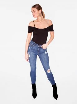 HeyYou Basic Black Off The Shoulder Bodysuit