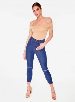 HeyYou Basic Khaki Off The Shoulder Bodysuit Bodysuits