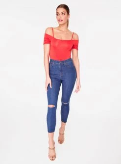 HeyYou Basic Cherrybomb Off The Shoulder Bodysuit