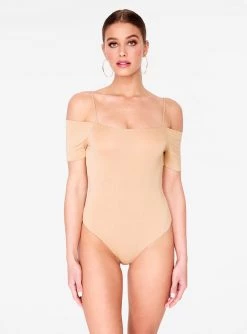 HeyYou Basic Khaki Off The Shoulder Bodysuit Bodysuits