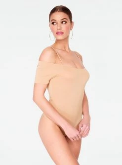 HeyYou Basic Khaki Off The Shoulder Bodysuit Bodysuits