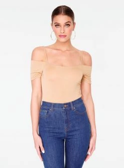 HeyYou Basic Khaki Off The Shoulder Bodysuit Bodysuits