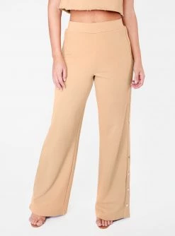 HeyYou Beige High Waisted Knit Side Snap Pant Pants 9 HeyYou Beige High Waisted Knit Side Snap Pant Pants