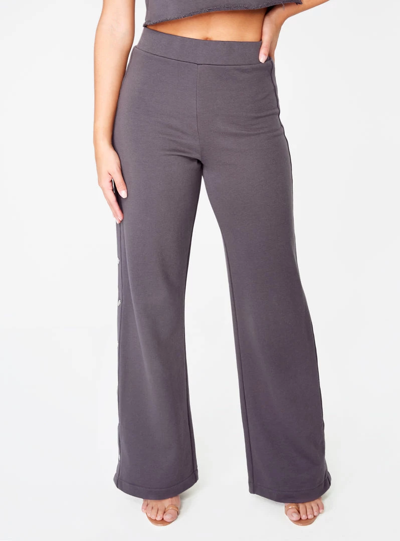HeyYou Dark Grey High Waisted Knit Side Snap Pant Pants 5 HeyYou Dark Grey High Waisted Knit Side Snap Pant Pants