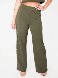 HeyYou Pants Olive High Waisted Knit Side Snap Pant 9 HeyYou Pants Olive High Waisted Knit Side Snap Pant