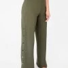 HeyYou Pants Olive High Waisted Knit Side Snap Pant