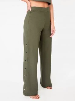 HeyYou Pants Olive High Waisted Knit Side Snap Pant