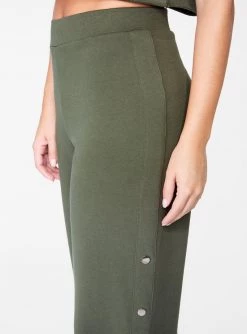 HeyYou Pants Olive High Waisted Knit Side Snap Pant