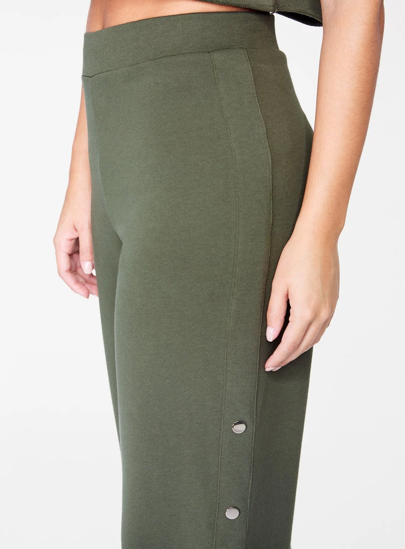 HeyYou Pants Olive High Waisted Knit Side Snap Pant 4 HeyYou Pants Olive High Waisted Knit Side Snap Pant