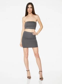 HeyYou Basic Slate Knit Mini Skirt
