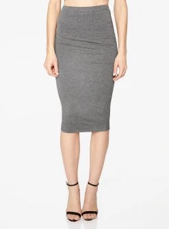 HeyYou Basic Heather Grey Knit Midi Skirt
