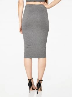HeyYou Basic Heather Grey Knit Midi Skirt