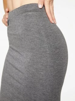 HeyYou Basic Heather Grey Knit Midi Skirt