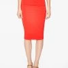 HeyYou Basic Red Knit Midi Skirt Skirts