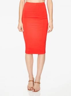 HeyYou Basic Red Knit Midi Skirt Skirts