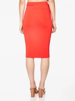 HeyYou Basic Red Knit Midi Skirt Skirts