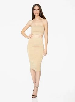 HeyYou Basic Sand Knit Midi Skirt
