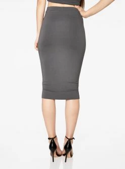 HeyYou Basic Slate Knit Midi Skirt Skirts