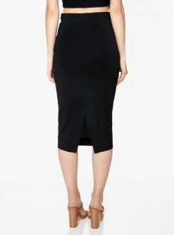 HeyYou Basic Black Drawstring Midi Skirt Skirts